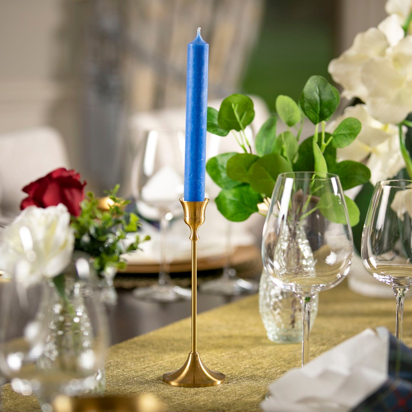 Set of Two Gold Taper Candlesticks - Tableday