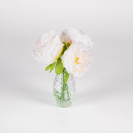 White Silk Peony Bunch of 5 - 60 Flowers - Bulk - Tableday
